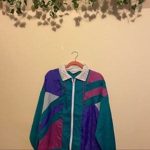 1980s vintage Color block windbreaker